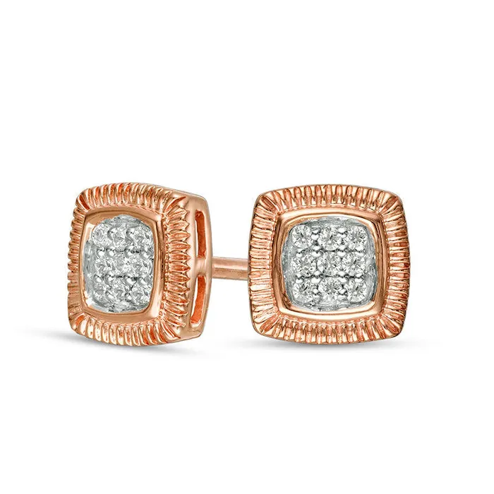 01 CT TW Composite Diamond Square Stud Earrings in 10K Rose Gold Goldia Earrings 01 CT TW Composite Diamond Square Stud Earrings in 10K Rose Gold Goldia Earrings