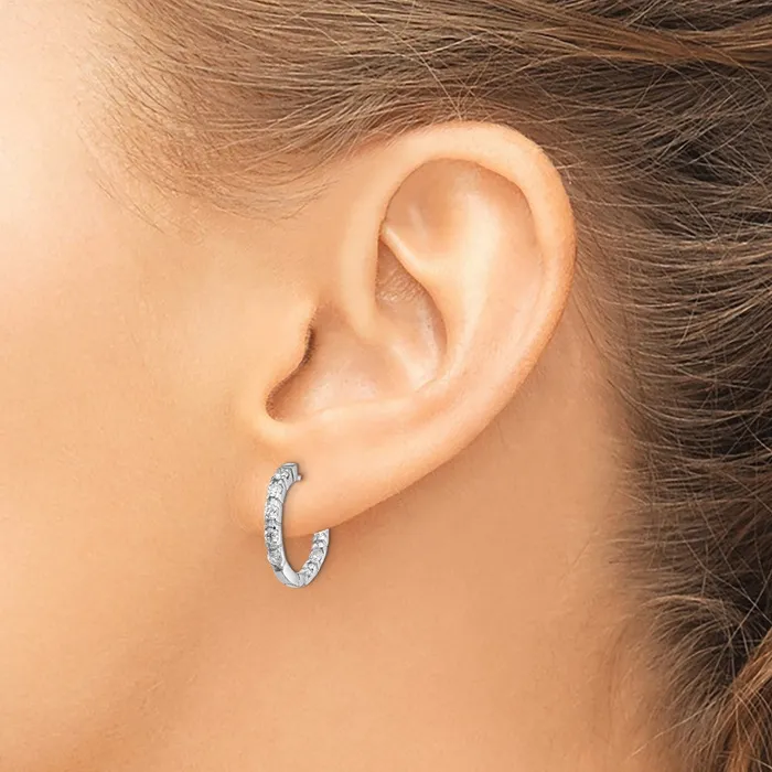 Earrings 14k White Gold A Real Diamond Hinged Hoop Earrings Goldia