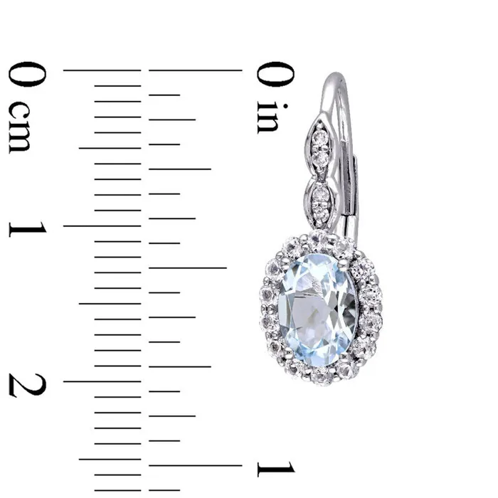 Earrings Goldia Oval Aquamarine White Topaz and Diamond Accent Frame Drop Earrings in 14K White Gold Earrings Goldia Oval Aquamarine White Topaz and Diamond Accent Frame Drop Earrings in 14K White Gold
