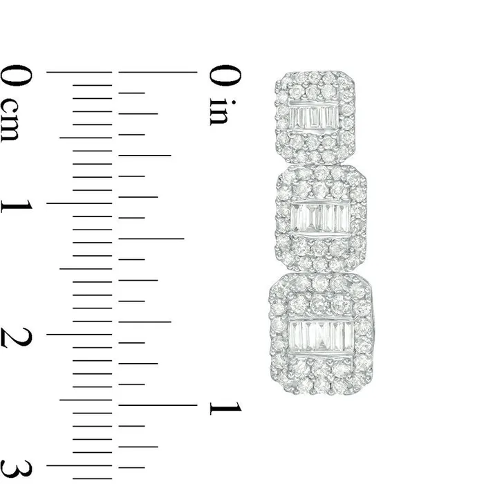 Goldia Earrings 15 CT TW Composite Baguette and Round Diamond Drop Earrings in 10K White Gold Goldia Earrings 15 CT TW Composite Baguette and Round Diamond Drop Earrings in 10K White Gold