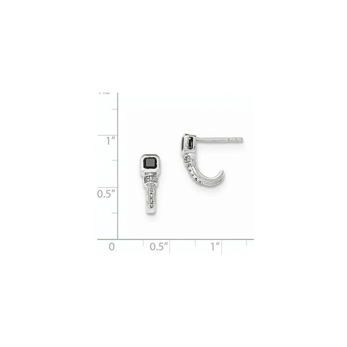 Goldia Earrings 14k White Gold Polished Real Diamond and Black Real Diamond Post Earrings