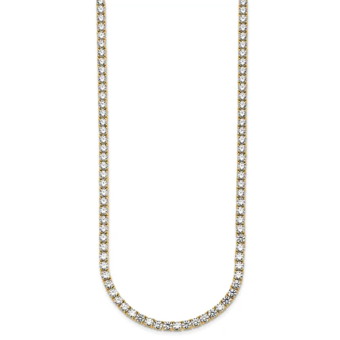 Goldia Necklaces 14k Yellow Gold 26 15 Ct Lab Grown Diamond VSSI G Round 20 inch Straight Tennis Necklace