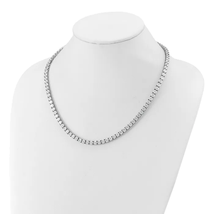 Goldia Necklaces 14k Yellow Gold 26 15 Ct Lab Grown Diamond VSSI G Round 20 inch Straight Tennis Necklace