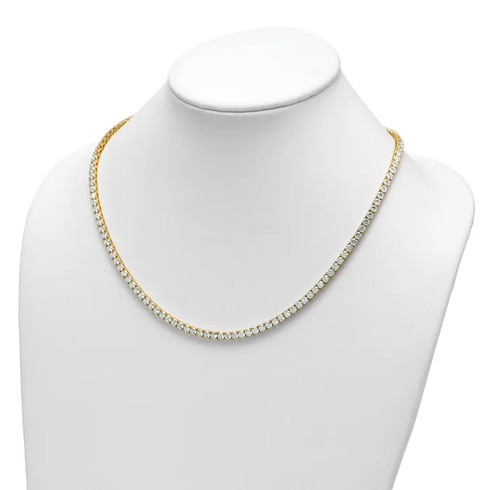 Goldia Necklaces 14k Yellow Gold 26 15 Ct Lab Grown Diamond VSSI G Round 20 inch Straight Tennis Necklace