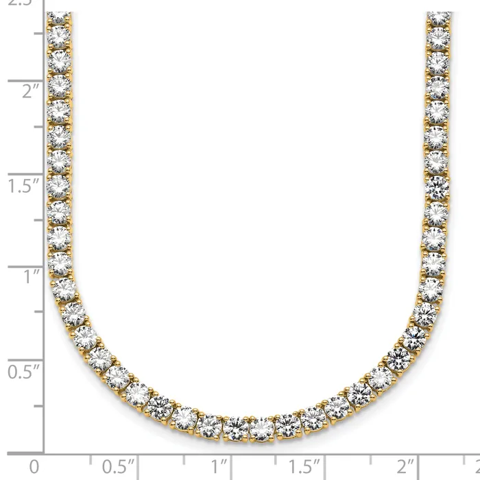 Goldia Necklaces 14k Yellow Gold 26 15 Ct Lab Grown Diamond VSSI G Round 20 inch Straight Tennis Necklace