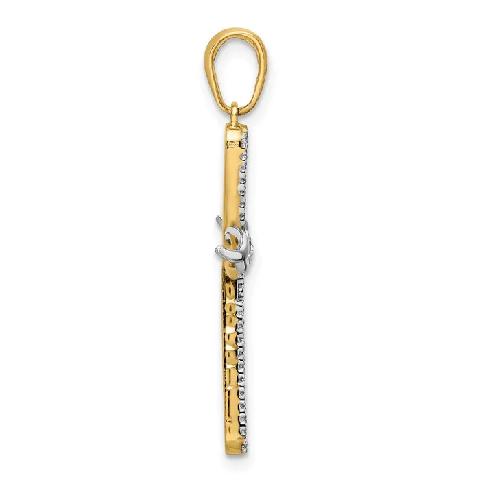 Necklaces Goldia 14k Yellow Rhodium Gold wRhodium DC Cross wWings Pendant