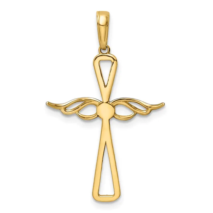Necklaces Goldia 14k Yellow Rhodium Gold wRhodium DC Cross wWings Pendant