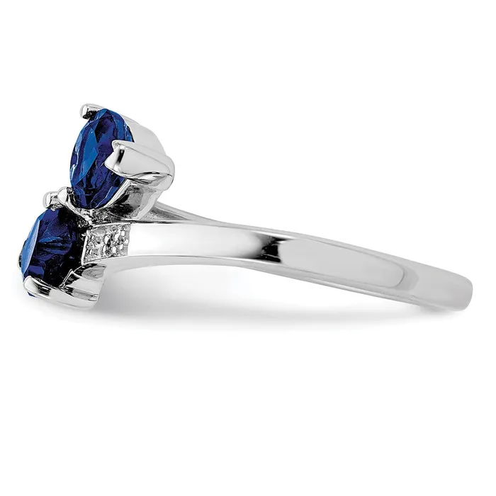 Rings Sterling Silver Rhodiumplated Dark Sapphire u0026 Diamond Heart Ring Goldia