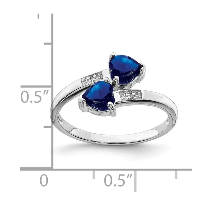 Rings Sterling Silver Rhodiumplated Dark Sapphire u0026 Diamond Heart Ring Goldia
