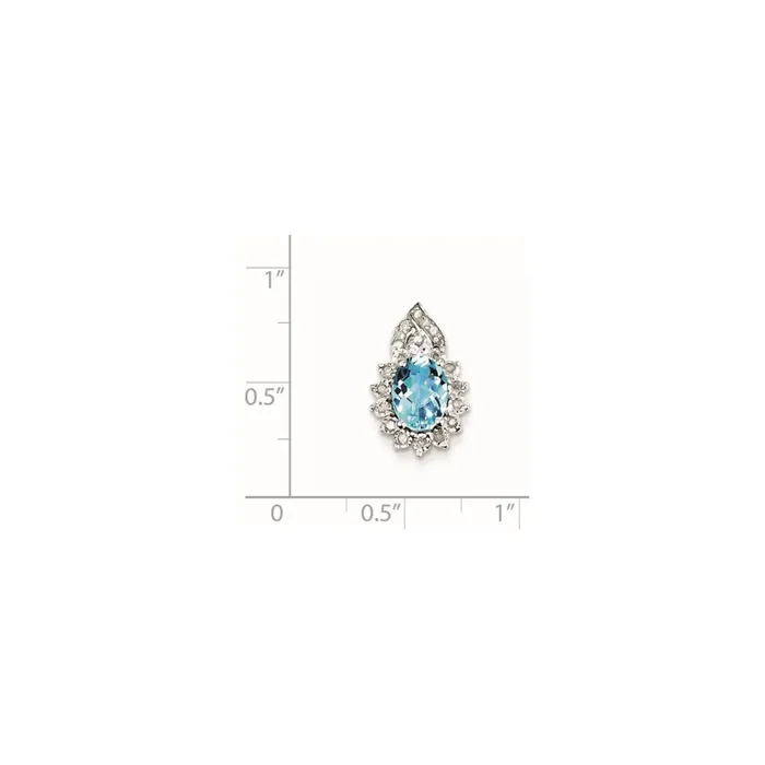 Sterling Silver Diamond Blue Topaz Pendant Goldia Necklaces