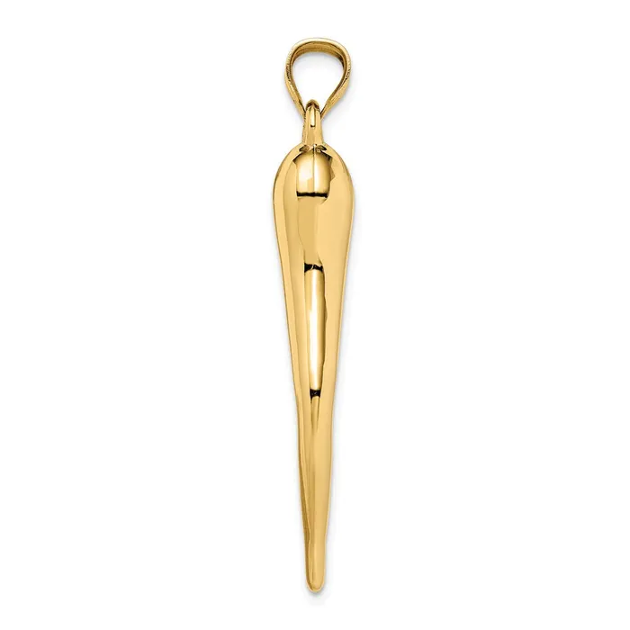 14k Hollow 3D Italian Horn Pendant TreasureFineJewelers Necklaces