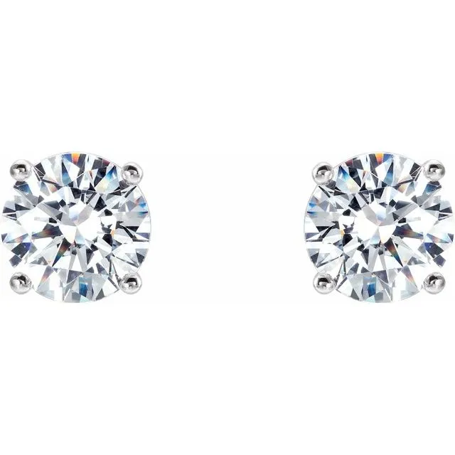 14K White Gold 1 12 CTW LabGrown Diamond 4Prong Stud Earrings TreasureFineJewelers Earrings