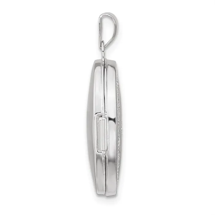 14k White Gold Brushed Diamond Star 21mm Oval Locket TreasureFineJewelers Earrings