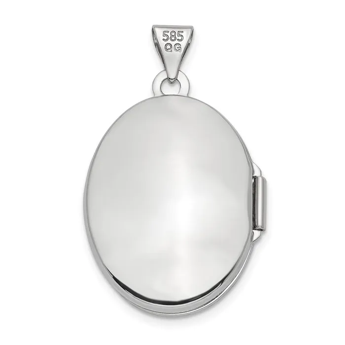 14k White Gold Brushed Diamond Star 21mm Oval Locket TreasureFineJewelers Earrings