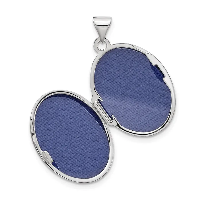 14k White Gold Brushed Diamond Star 21mm Oval Locket TreasureFineJewelers Earrings