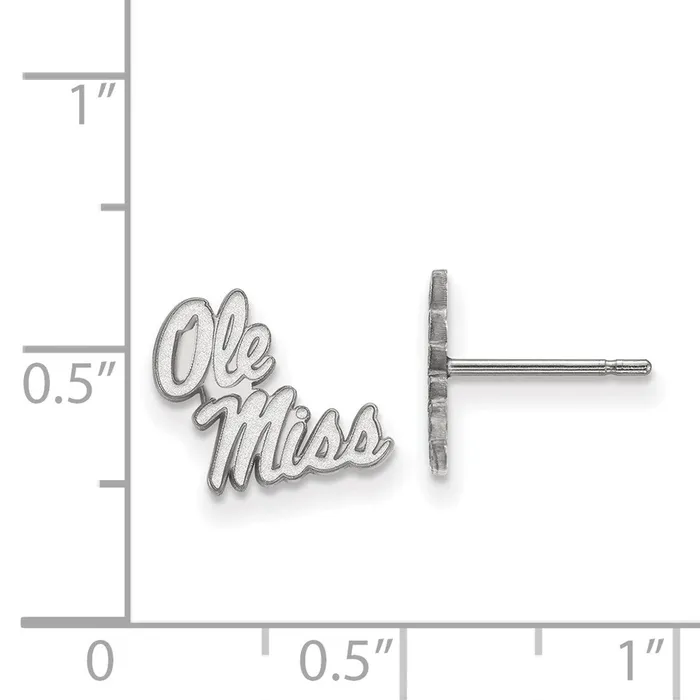 14k White Gold University of Mississippi Ole Miss Extra Small Post Earrings TreasureFineJewelers Earrings