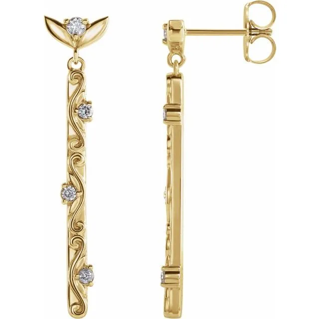 14K Yellow Gold 18 CTW Natural Diamond VintageInspired Earrings TreasureFineJewelers Earrings