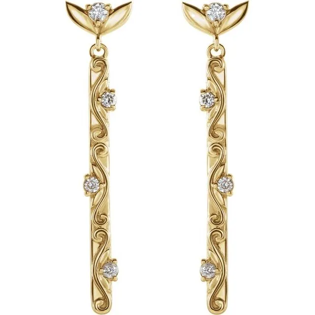 14K Yellow Gold 18 CTW Natural Diamond VintageInspired Earrings TreasureFineJewelers Earrings