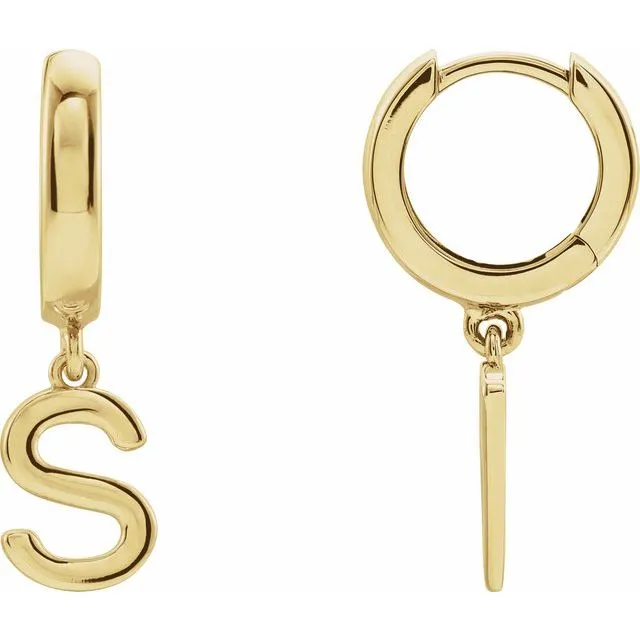 14K Yellow Gold Initial S Hinged Huggie Earring TreasureFineJewelers Earrings 14K Yellow Gold Initial S Hinged Huggie Earring TreasureFineJewelers Earrings