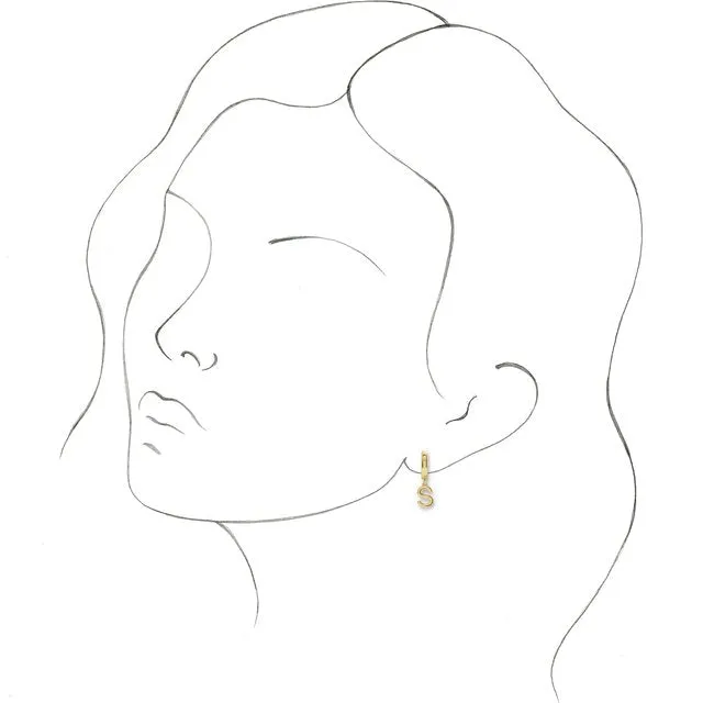 14K Yellow Gold Initial S Hinged Huggie Earring TreasureFineJewelers Earrings