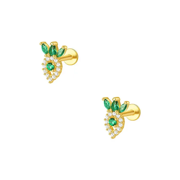 925 Silver Green White Radish CZ Diamond Double Sided Earrings Trendolla Jewelry Earrings 925 Silver Green White Radish CZ Diamond Double Sided Earrings Trendolla Jewelry Earrings