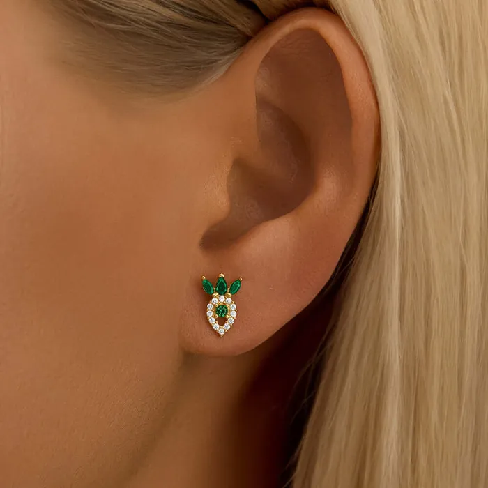 925 Silver Green White Radish CZ Diamond Double Sided Earrings Trendolla Jewelry Earrings