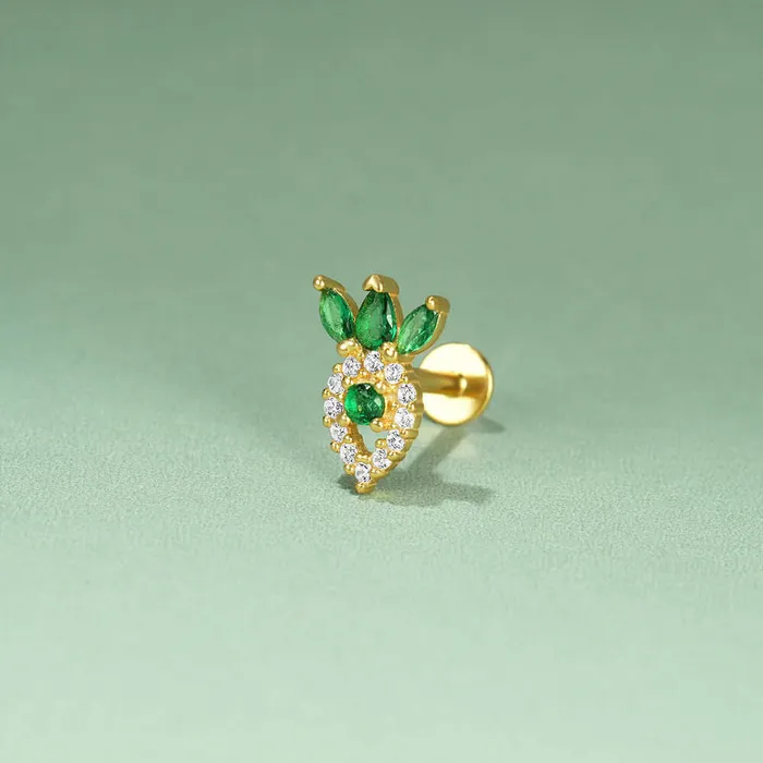 925 Silver Green White Radish CZ Diamond Double Sided Earrings Trendolla Jewelry Earrings