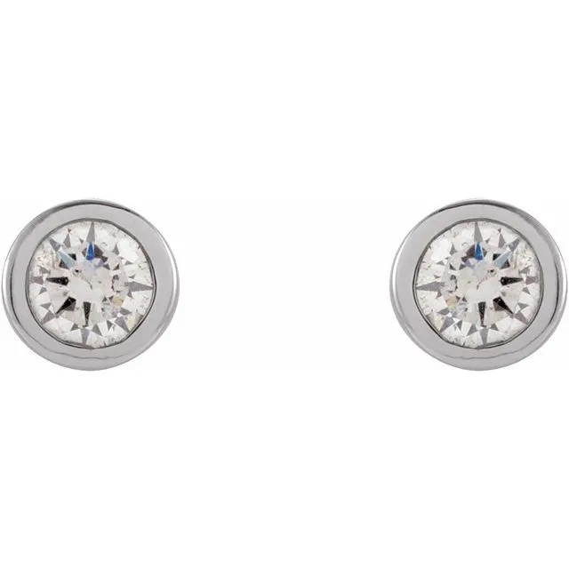 Earrings 14K White Gold 06 CTW Natural Diamond Micro BezelSet Earrings TreasureFineJewelers