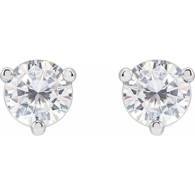 Earrings 14K White Gold 5 mm Round Stuller LabGrown Moissanite Earrings TreasureFineJewelers
