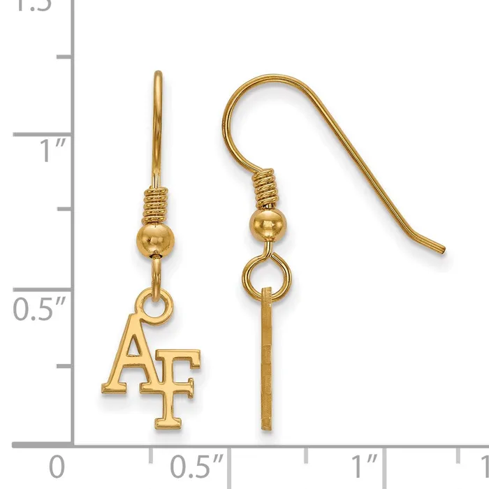 Earrings Sterling Silver Goldplated United States Air Force Academy AF Extra Small Dangle Wire Earrings TreasureFineJewelers