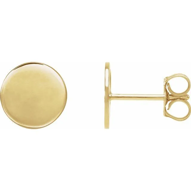 Earrings TreasureFineJewelers 14K Yellow Gold 8 mm Engravable Disc Earrings Earrings TreasureFineJewelers 14K Yellow Gold 8 mm Engravable Disc Earrings