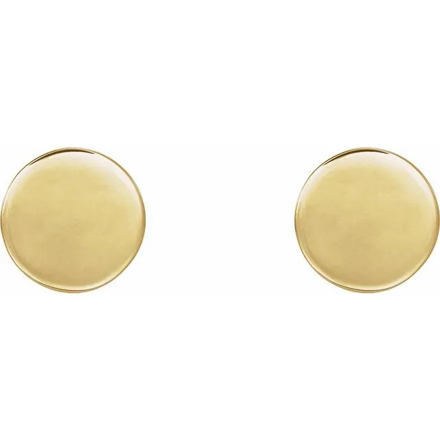 Earrings TreasureFineJewelers 14K Yellow Gold 8 mm Engravable Disc Earrings