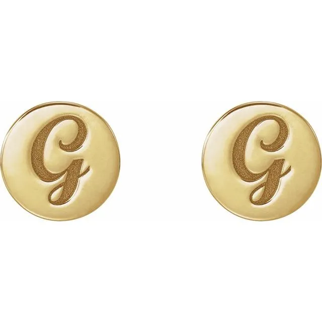 Earrings TreasureFineJewelers 14K Yellow Gold 8 mm Engravable Disc Earrings