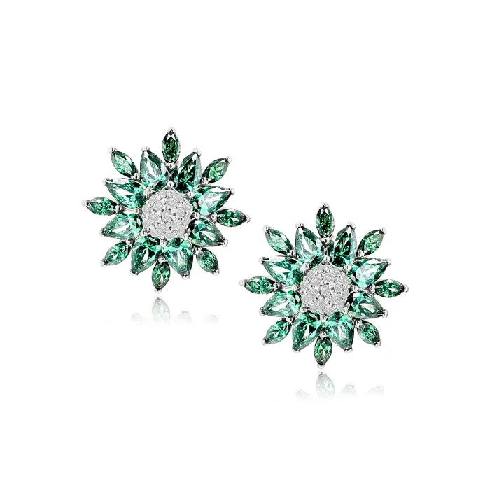 Ema Jewels Earrings Alectrona Emerald Sterling Silver Earrings