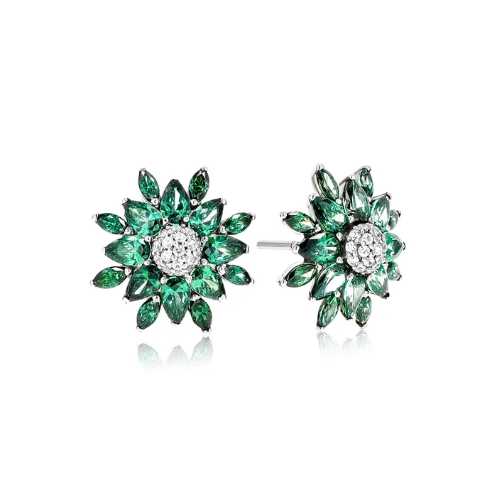 Ema Jewels Earrings Alectrona Emerald Sterling Silver Earrings