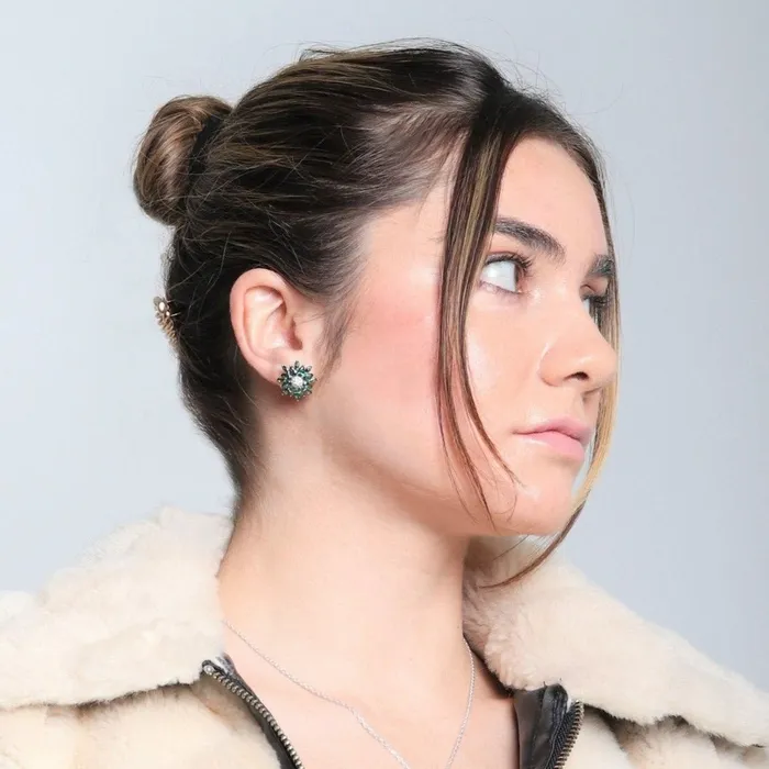 Ema Jewels Earrings Alectrona Emerald Sterling Silver Earrings