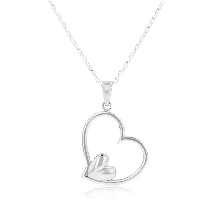 Ema Jewels Earrings Amore Heart within a Heart Shaped Necklace Achelois Heart Shaped Sterling Silver Earrings SET