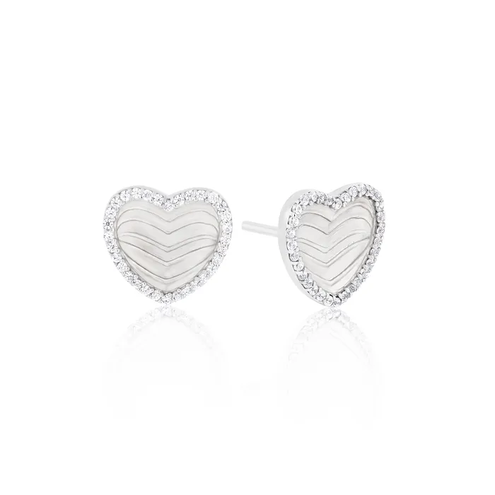 Ema Jewels Earrings Amore Heart within a Heart Shaped Necklace Achelois Heart Shaped Sterling Silver Earrings SET