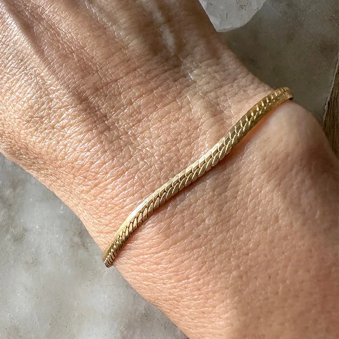 Gold Herringbone Bracelet Robindira Unsworth Bracelets
