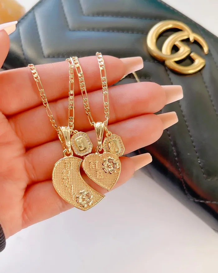 MP Jewelry Necklaces Mommy and Me Initial Heart Necklaces