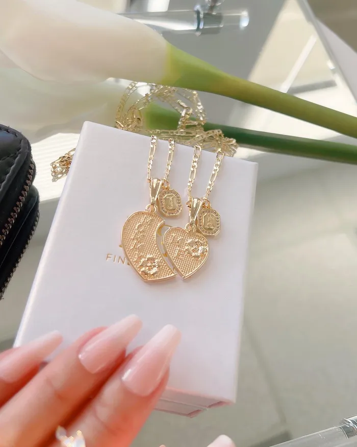 MP Jewelry Necklaces Mommy and Me Initial Heart Necklaces