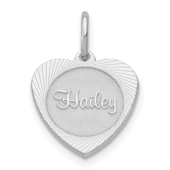 Necklaces 10K White Gold Small Heart Disc with Name Charm TreasureFineJewelers Necklaces 10K White Gold Small Heart Disc with Name Charm TreasureFineJewelers