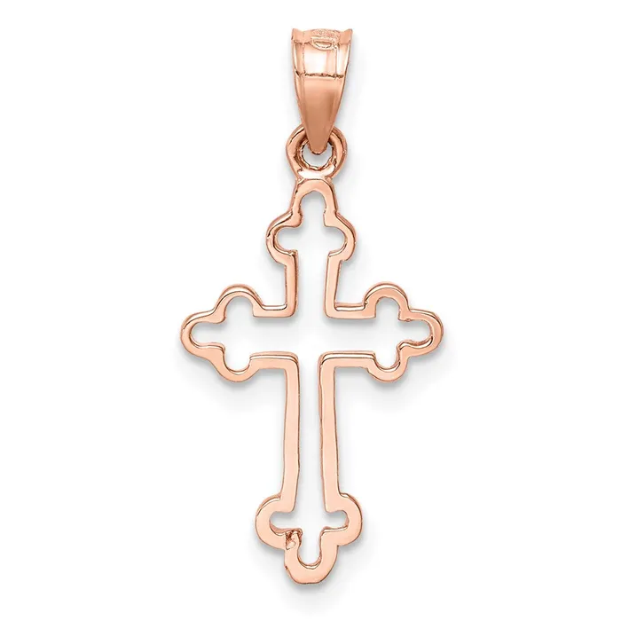 Necklaces 14K Rose Polished Cross Pendant TreasureFineJewelers