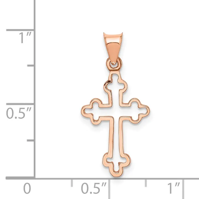 Necklaces 14K Rose Polished Cross Pendant TreasureFineJewelers