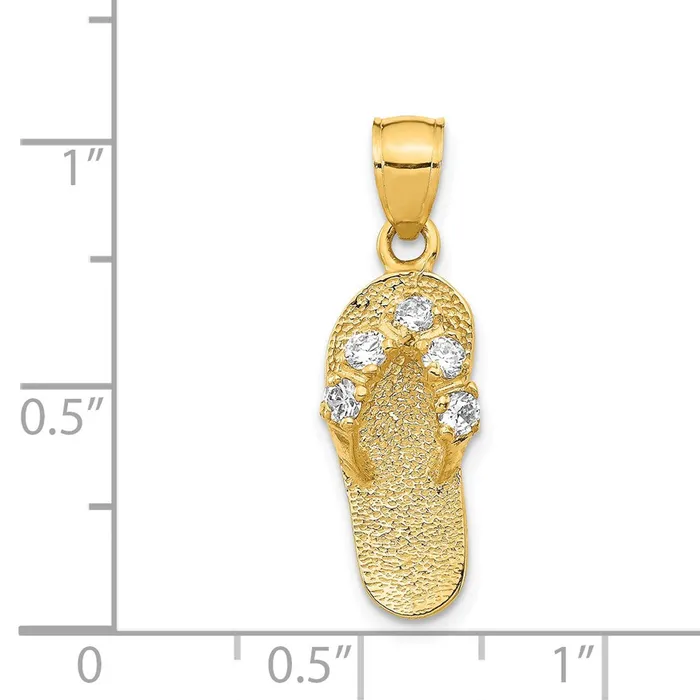 Necklaces TreasureFineJewelers 14k 3D AprilCZ Birthstone Flip Flop Pendant
