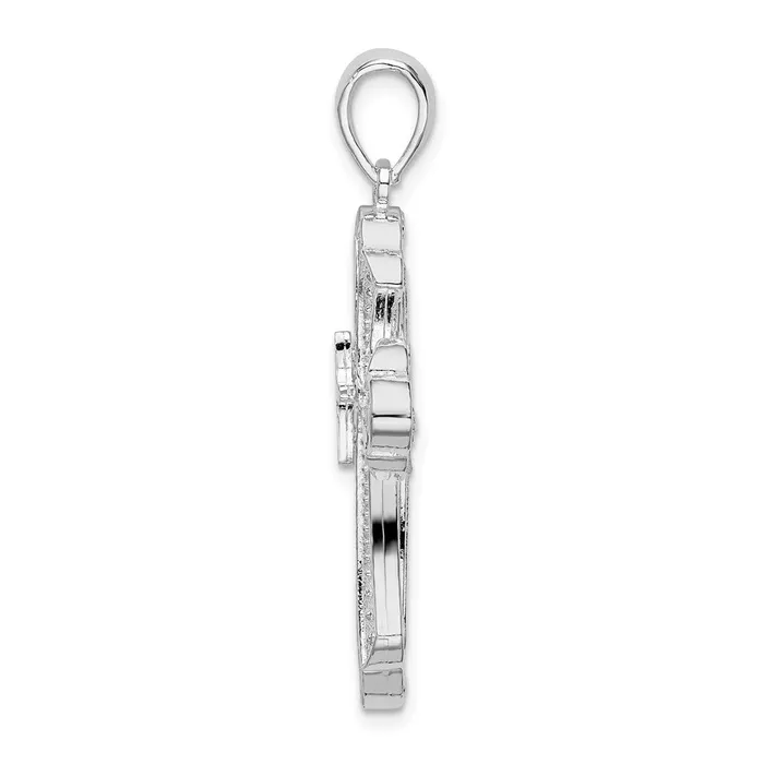 Necklaces TreasureFineJewelers Sterling Silver Diamondcut Fleur de Lis Cross Pendant