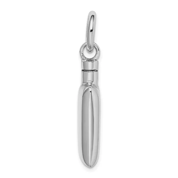 Necklaces TreasureFineJewelers Sterling Silver Rhodiumplated Polished Rectangular Ash Holder Pendant