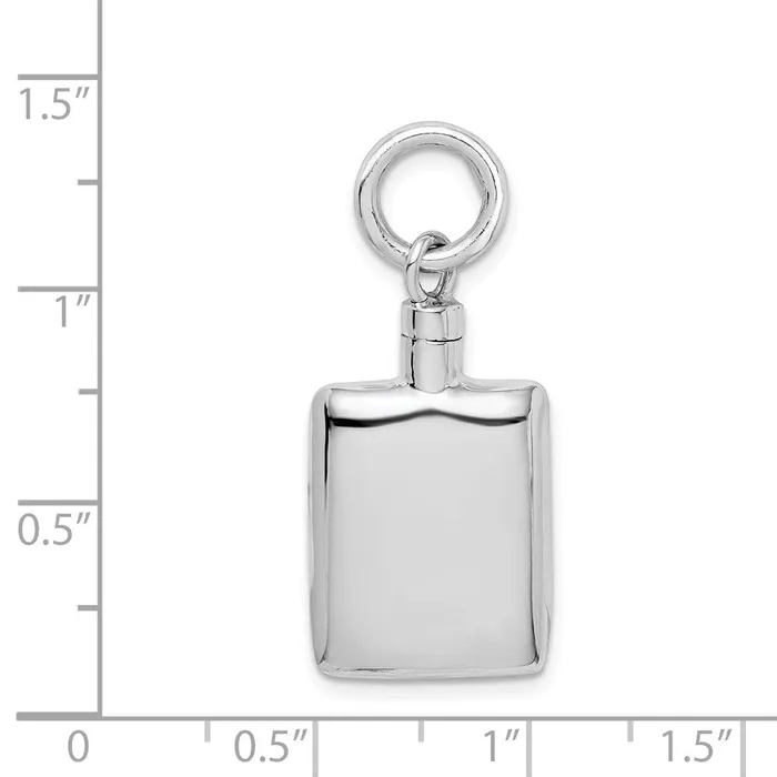 Necklaces TreasureFineJewelers Sterling Silver Rhodiumplated Polished Rectangular Ash Holder Pendant