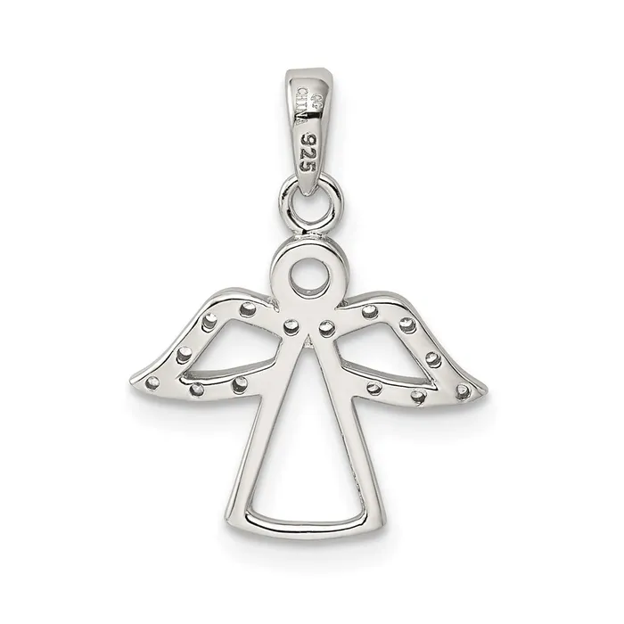 Sterling Silver Angel w CZ Wings Pendant TreasureFineJewelers Necklaces