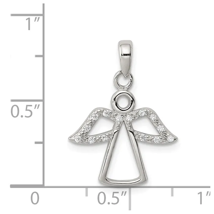 Sterling Silver Angel w CZ Wings Pendant TreasureFineJewelers Necklaces